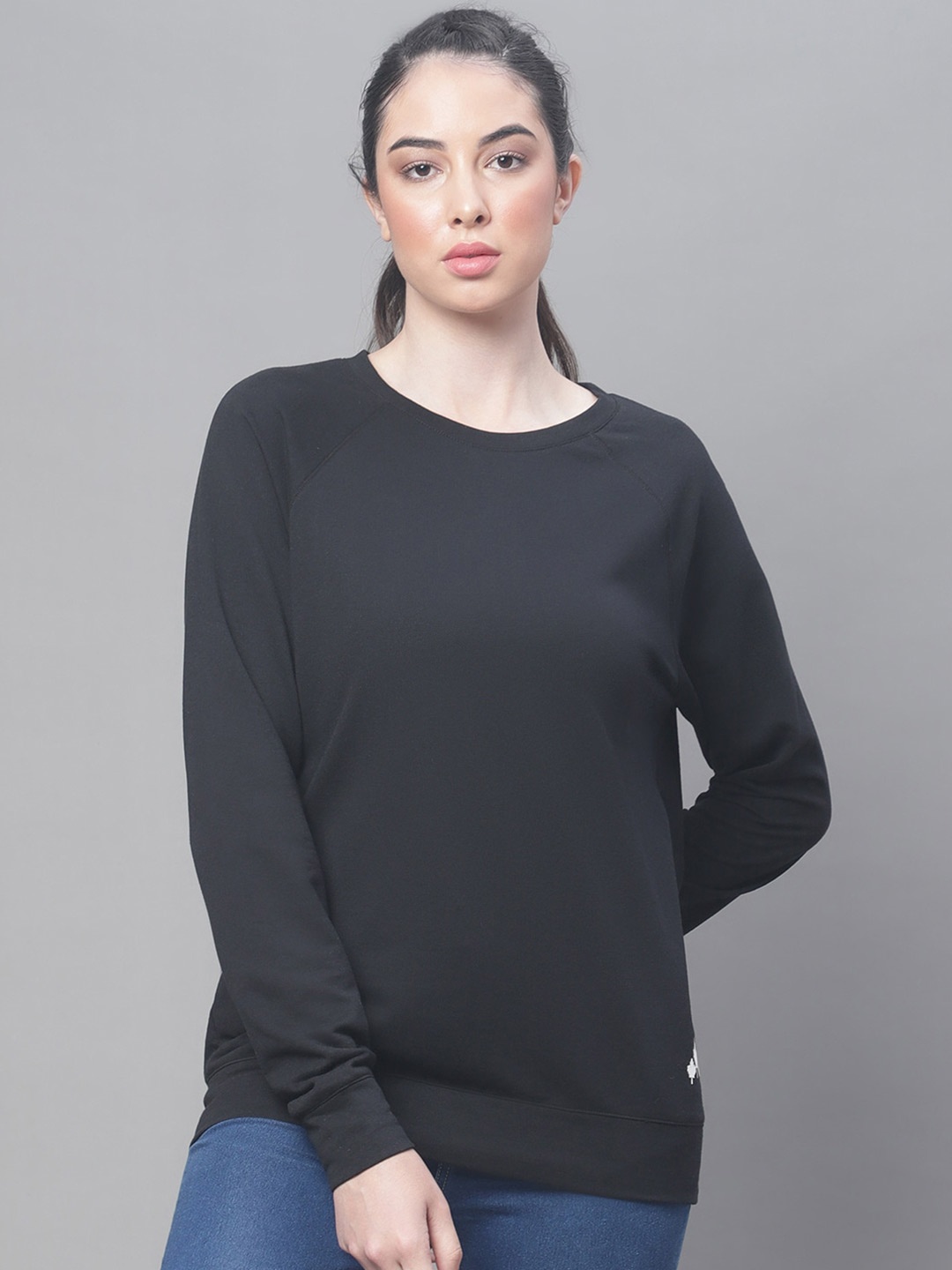 

Rute Round Neck Cotton Sweatshirt, Black