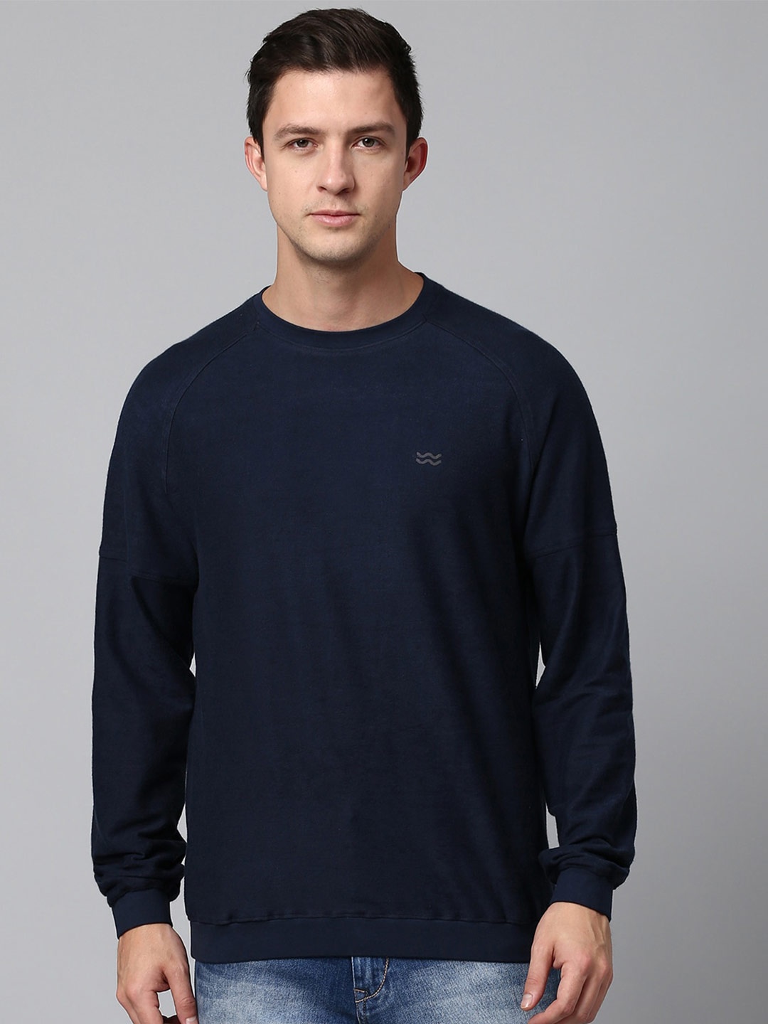 

Slowave Round Neck Pure Cotton Sweatshirt, Navy blue