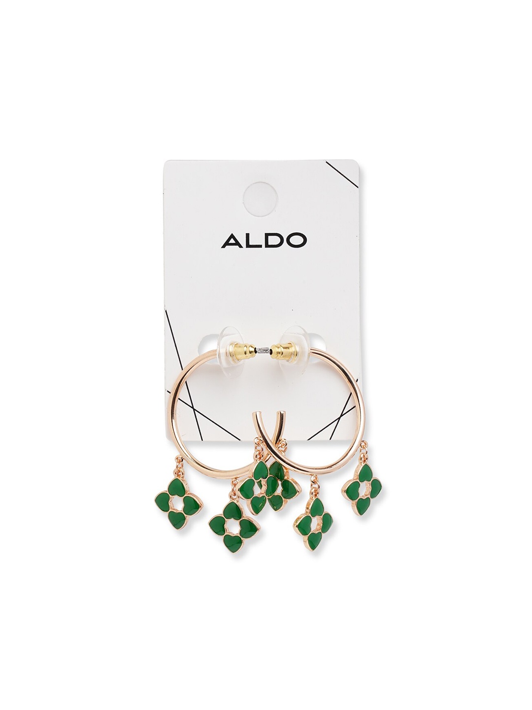 

ALDO Brass Artificial Stones Contemporary Half Hoop Earrings, Gold