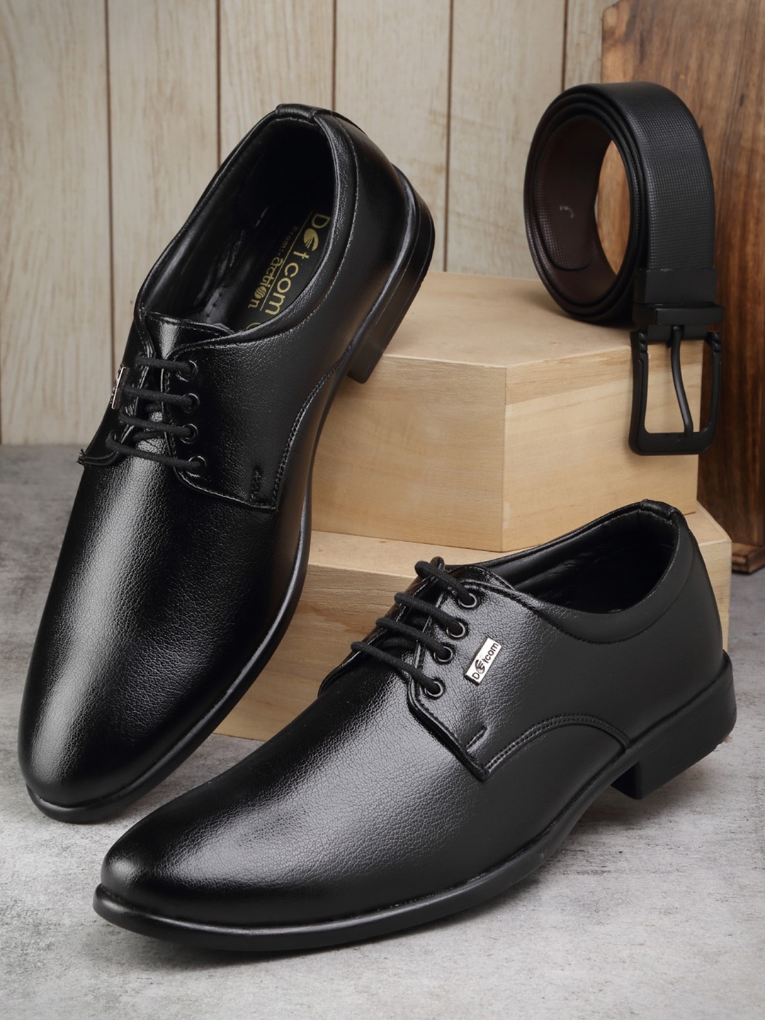 

Action Men Textured Leather Formal Derbys, Black