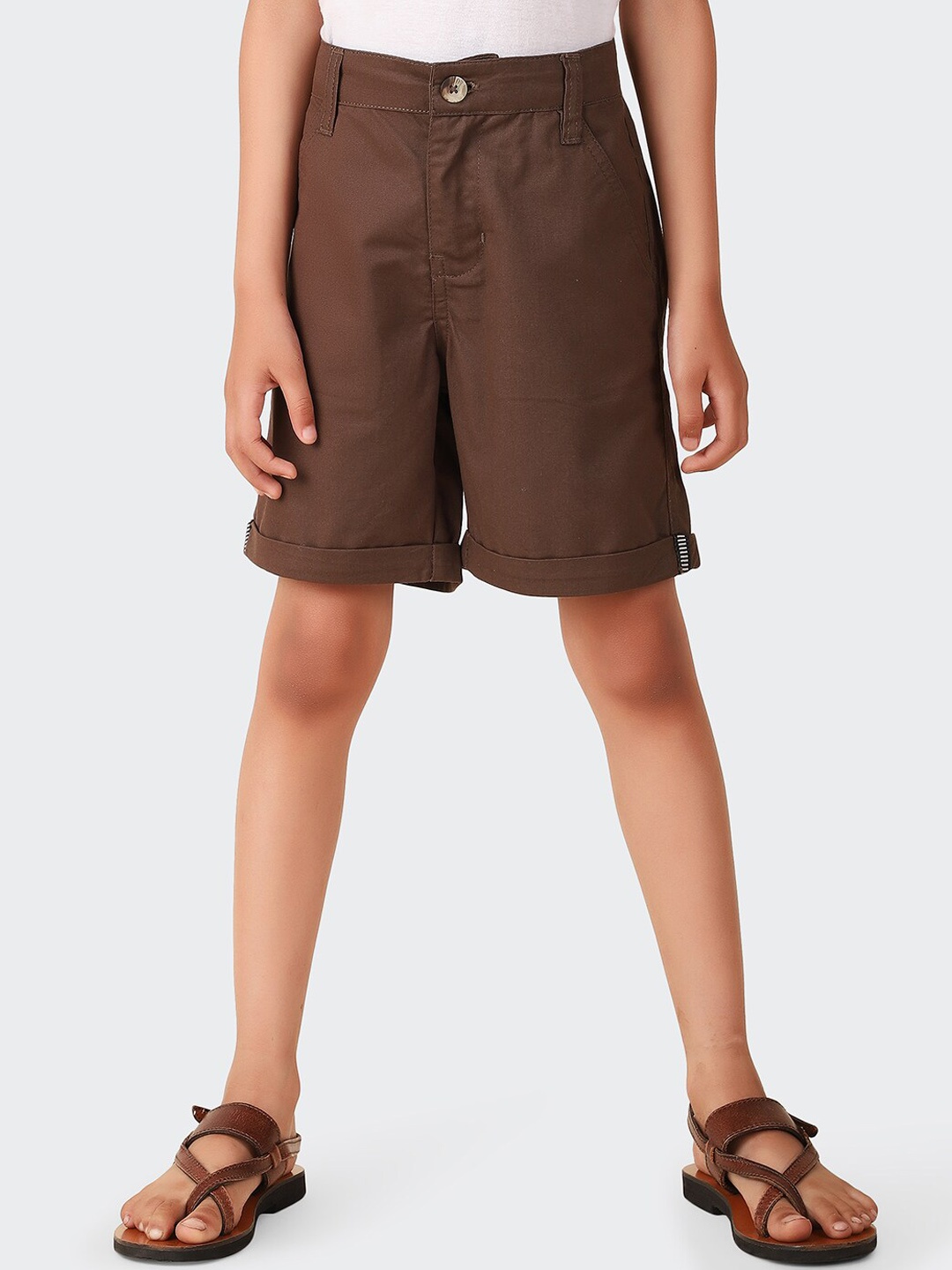 

Fabindia Boys Mid-Rise Knee Length Cotton Regular Shorts, Brown