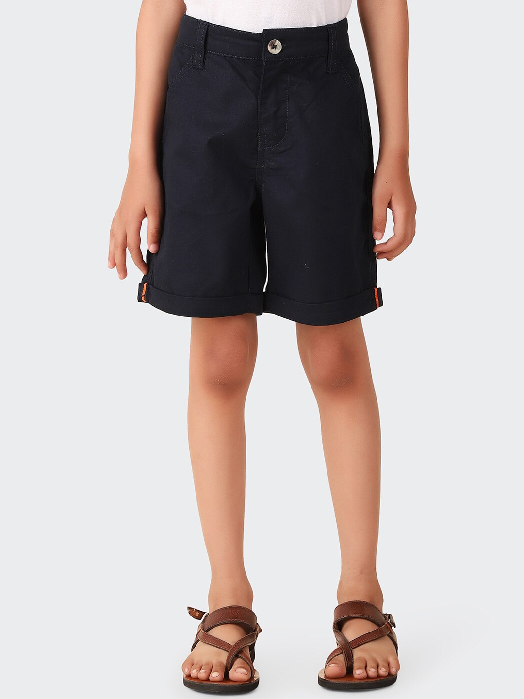 

Fabindia Boys Mid-Rise Knee Length Cotton Regular Shorts, Navy blue