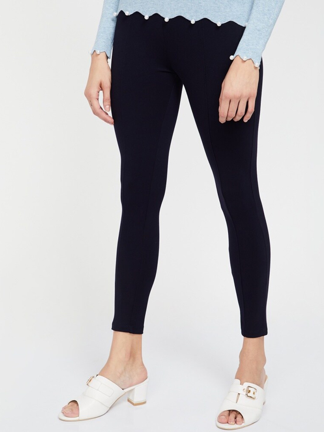 

CODE by Lifestyle Women Skinny Fit Mid-Rise Trousers, Blue