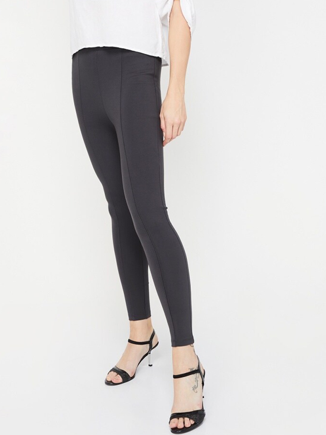 

CODE by Lifestyle Women Skinny Fit Mid-Rise Trousers, Grey