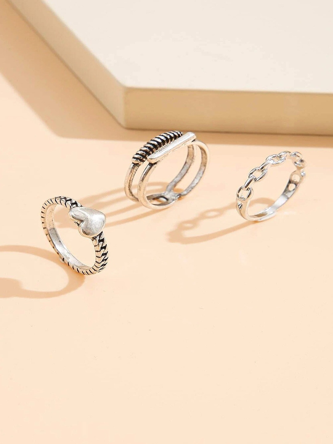 

Pinapes Set Of 3 Silver-Plated Ring