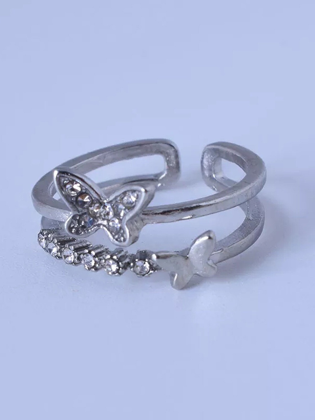 

Pinapes Silver-Plated Stone-Studded Ring