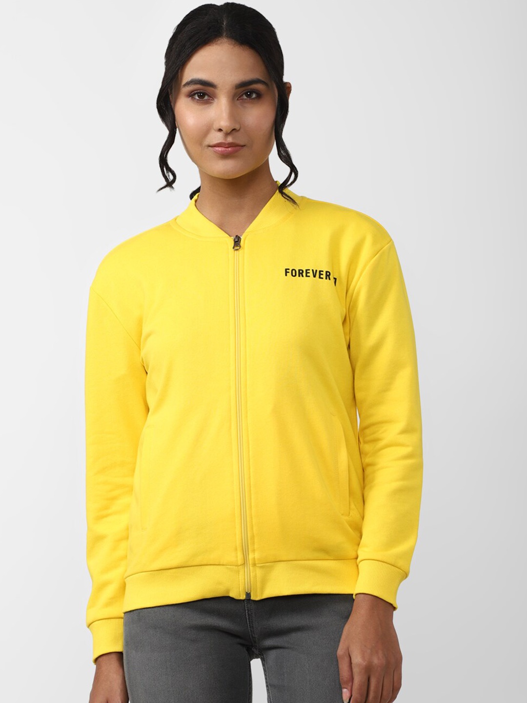 

FOREVER 21 Mock Collar Bomber Jacket, Yellow