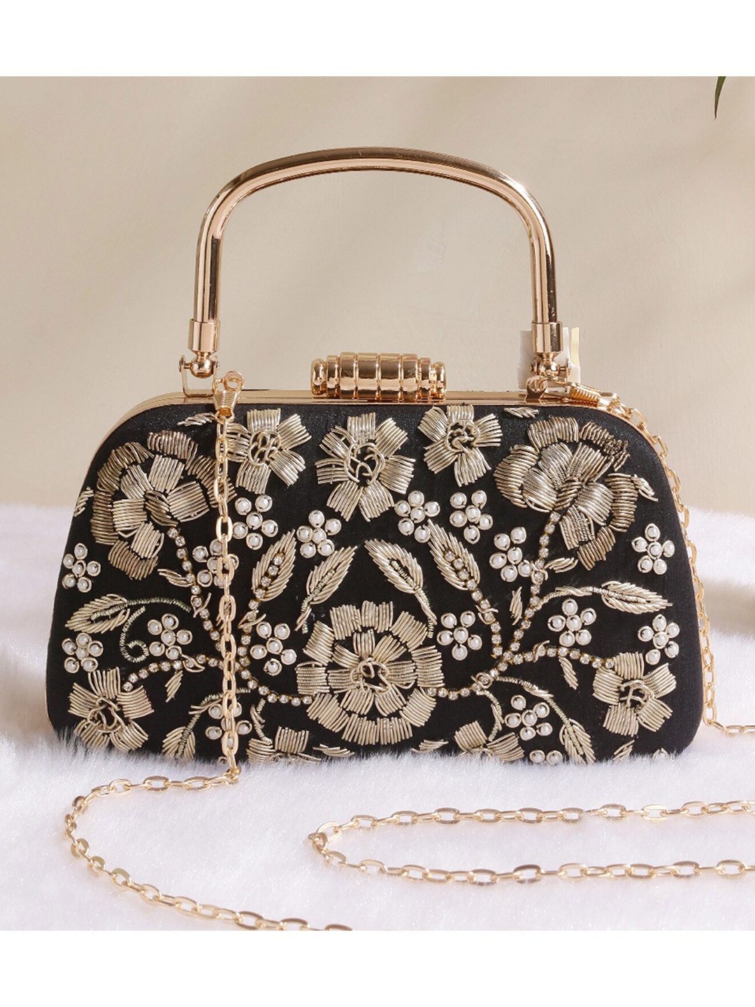 

Swisni Embellished Box Clutch, Black