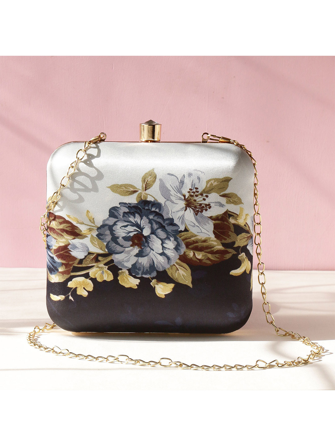 

Swisni Printed Box Clutch, White