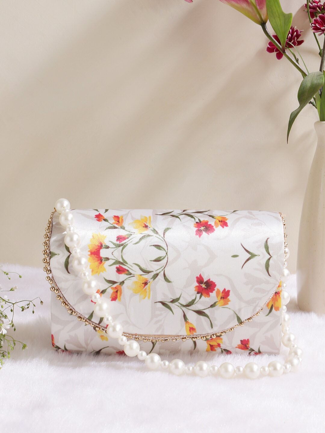 

Swisni Printed Box Clutch, White