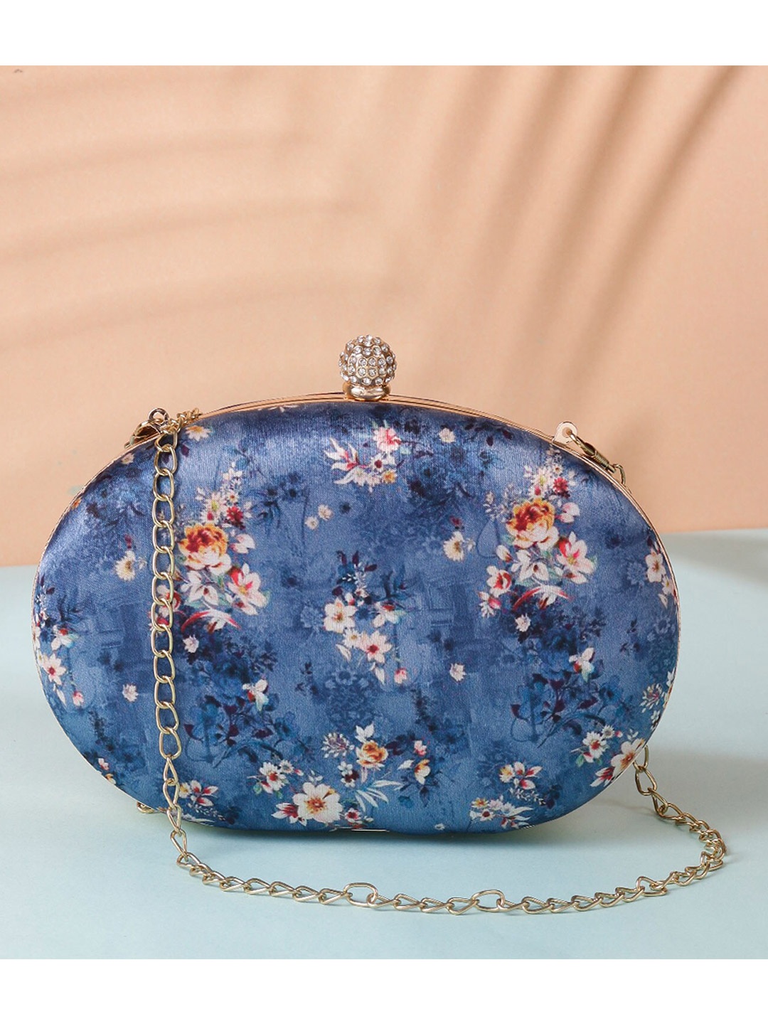 

Swisni Floral Printed Box Clutch, Blue