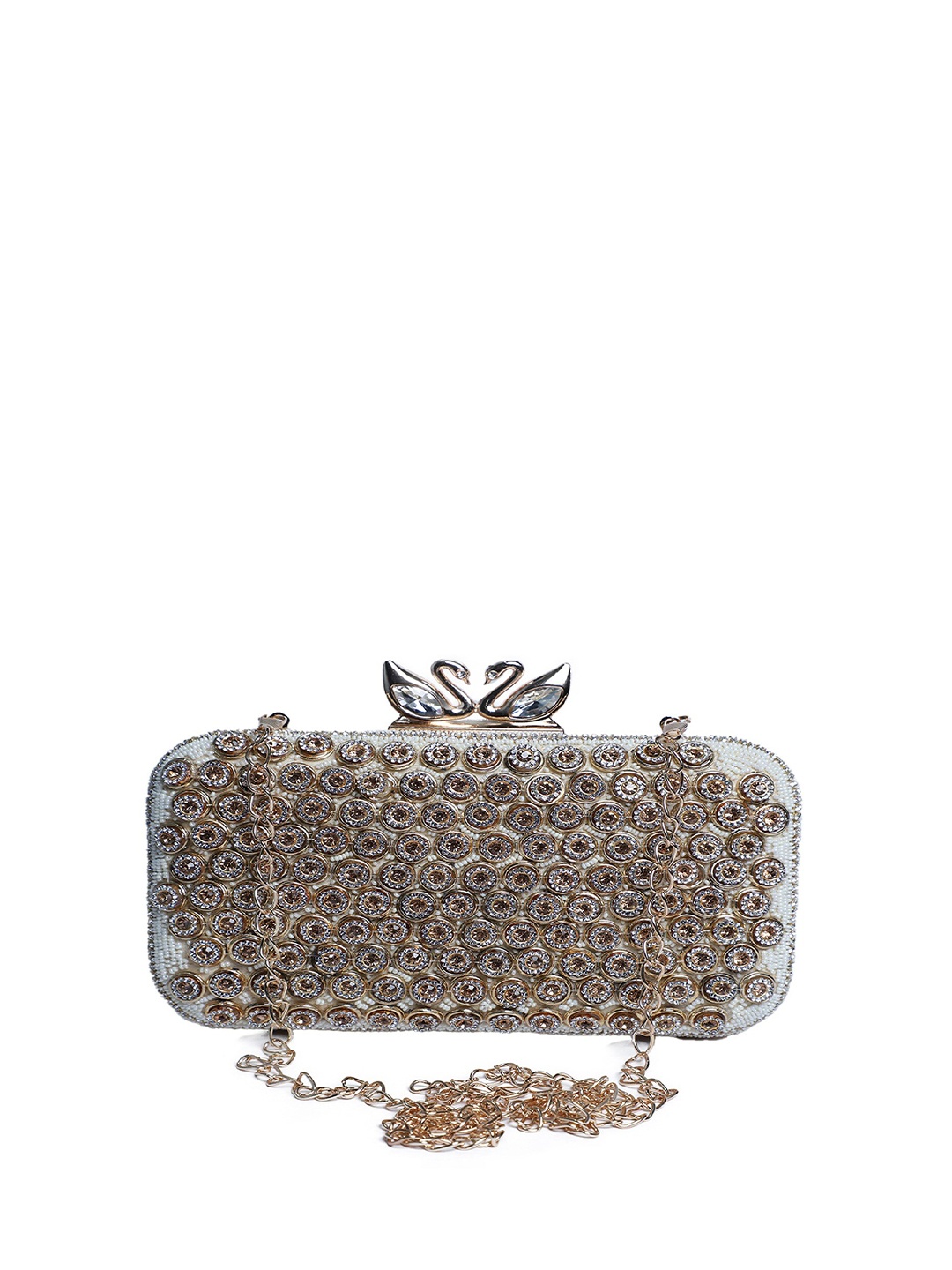 

Swisni Embellished Box Clutch, Gold