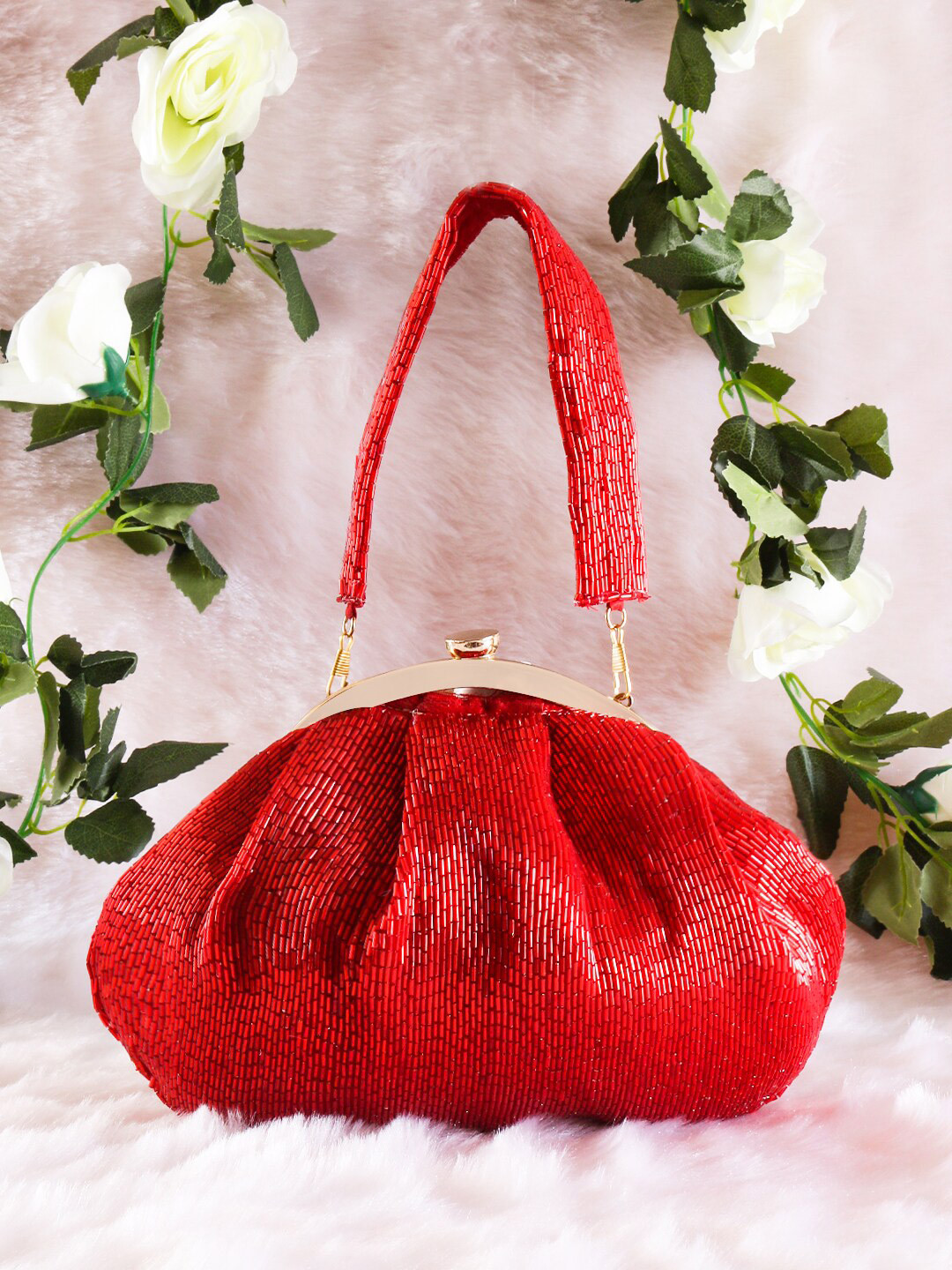 

Swisni Embellished Purse Clutch, Red
