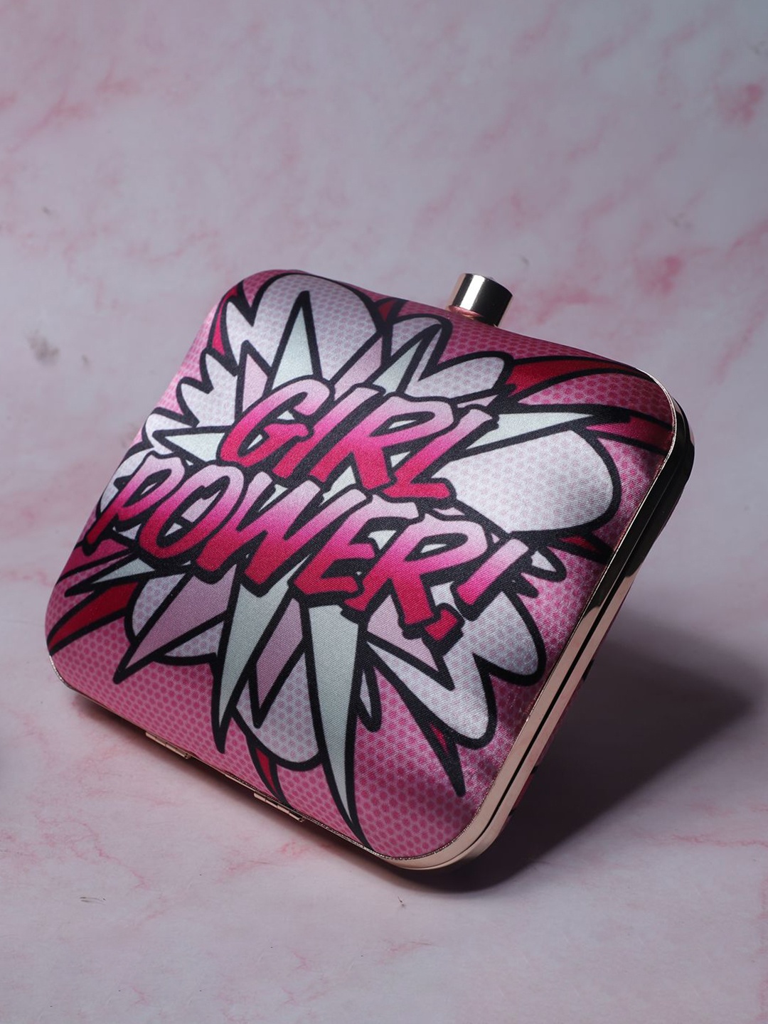 

Swisni Printed Box Clutch, Pink
