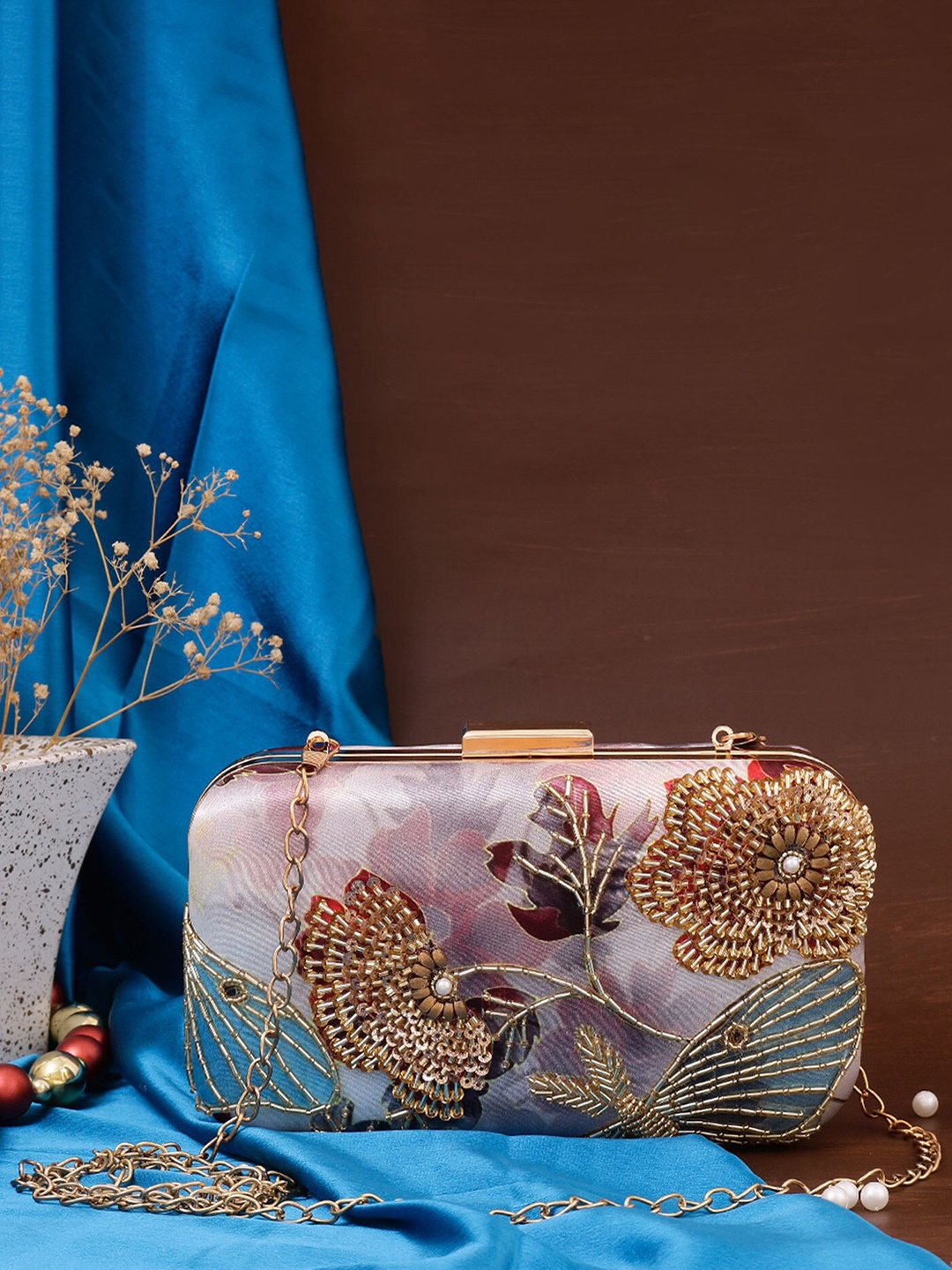 

Swisni Embellished Box Clutch, Purple