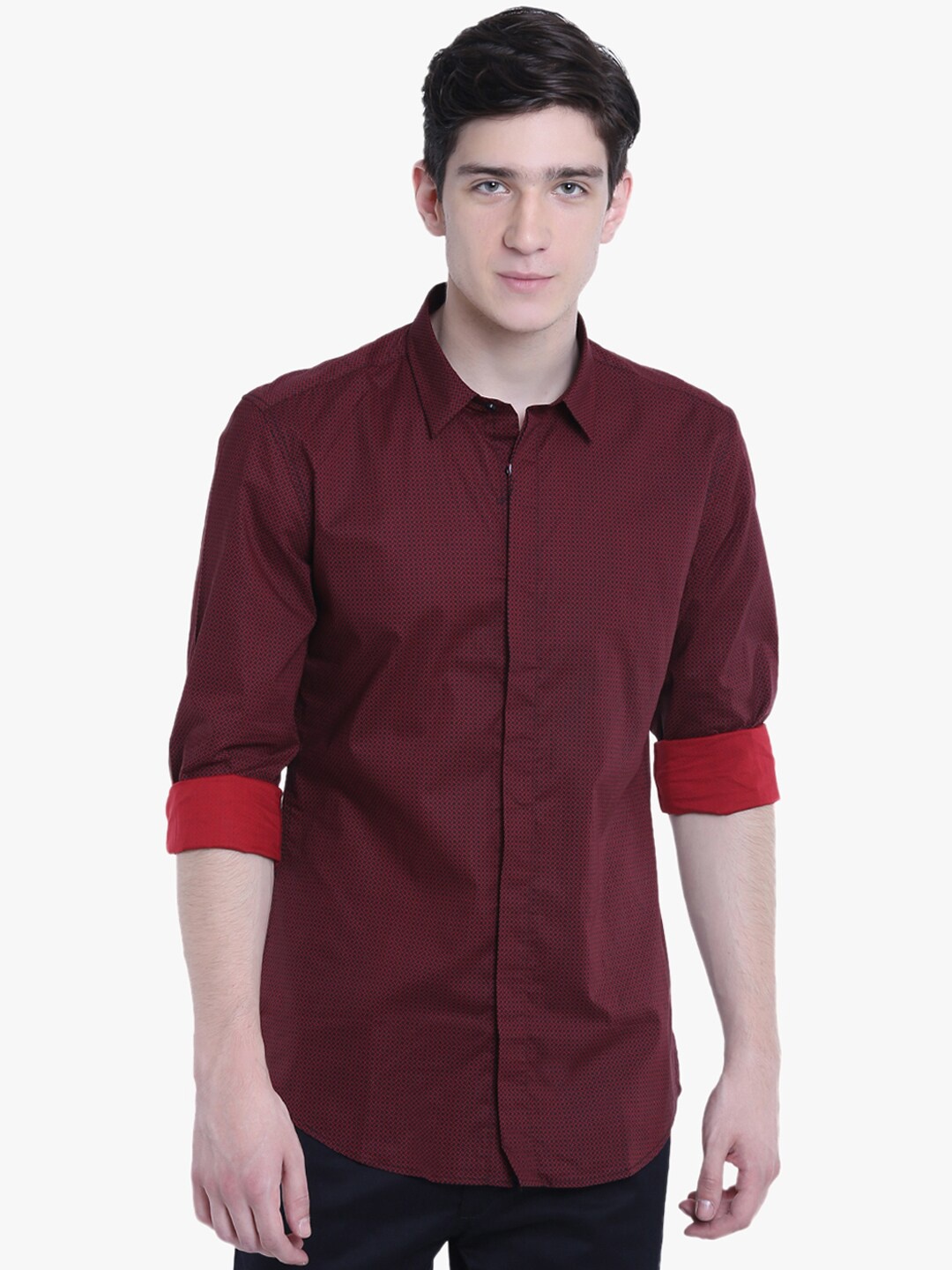 

Antony Morato Men Red & Black Self Design Slim Fit Casual Shirt