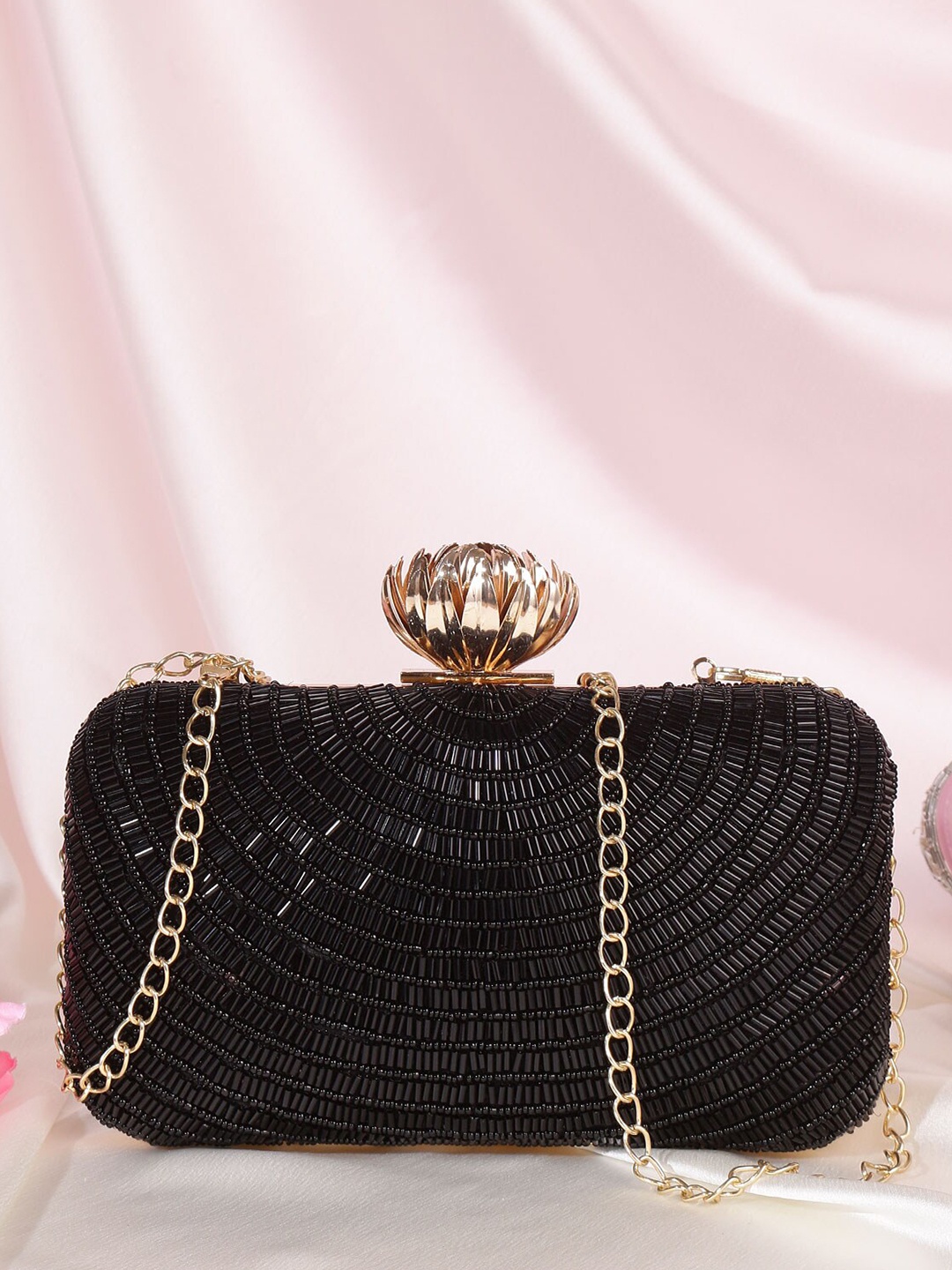 

Swisni Embellished Box Clutch, Black