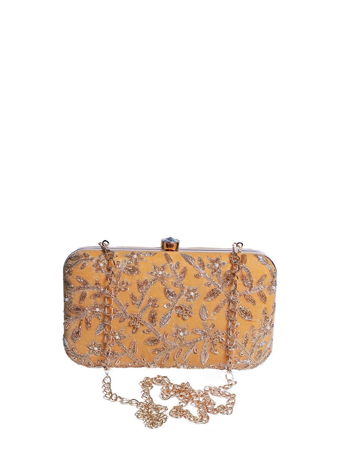 

Swisni Embellished Box Clutch, Yellow