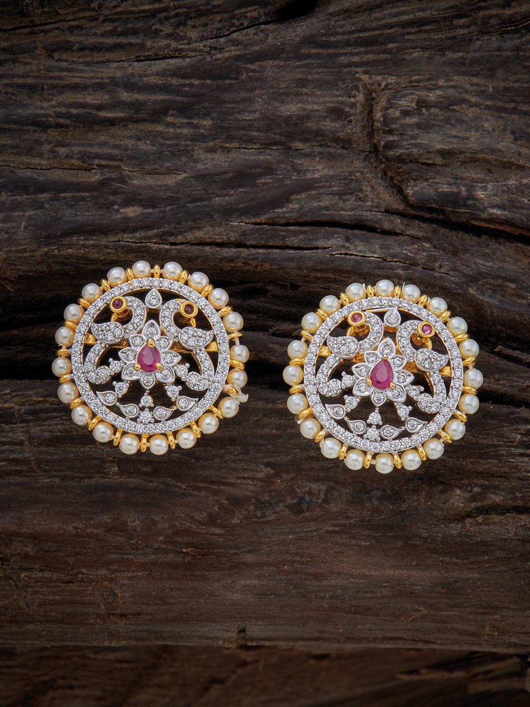 

Kushal's Fashion Jewellery Gold-Plated Contemporary Studs Earrings, Red