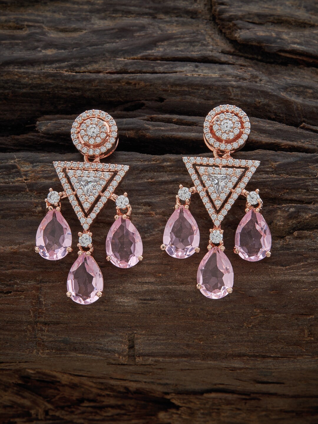 

Kushal's Fashion Jewellery Rose Gold-Plated Contemporary Drop Earrings, Pink