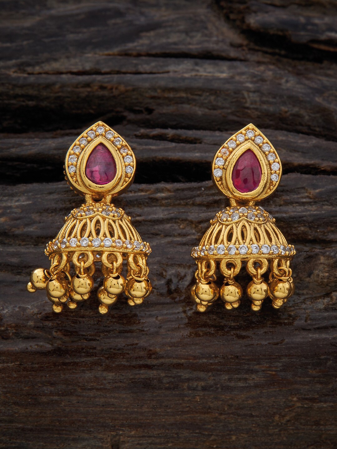 

Kushal's Fashion Jewellery Gold-Plated Dome Shaped Drop Earrings