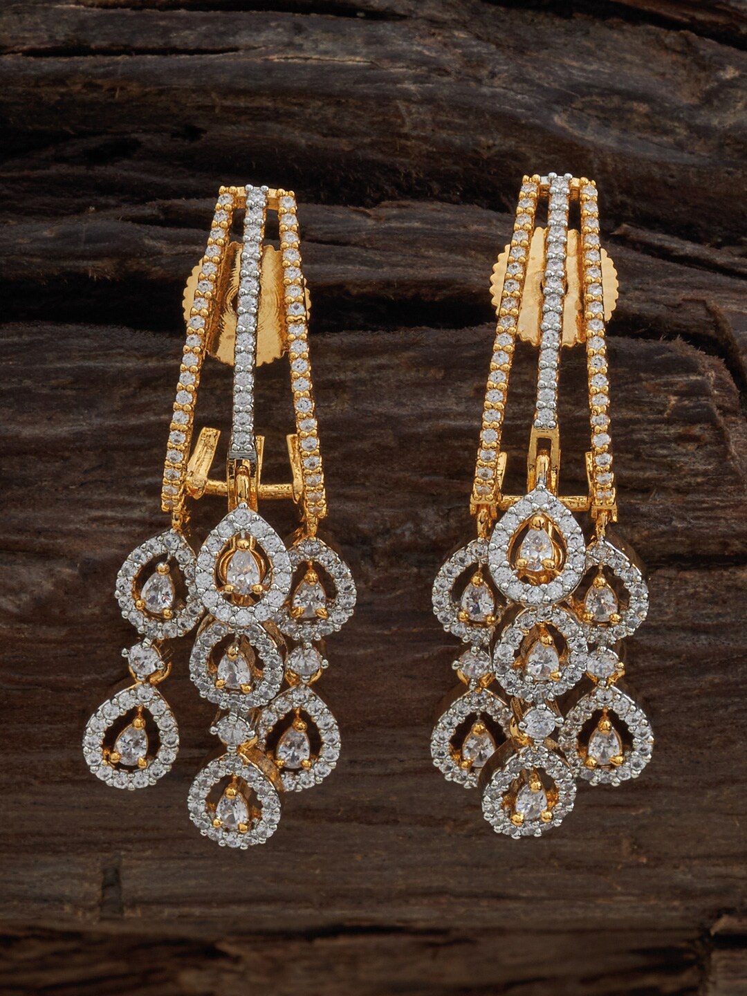 

Kushal's Fashion Jewellery Gold Plated Contemporary Cubic Zirconia Drop Earrings