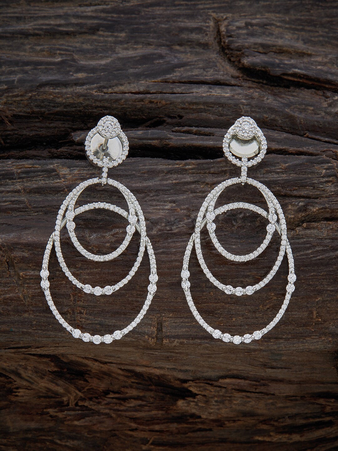 

Kushal's Fashion Jewellery Rhodium-Plated Contemporary Drop Earrings, Silver