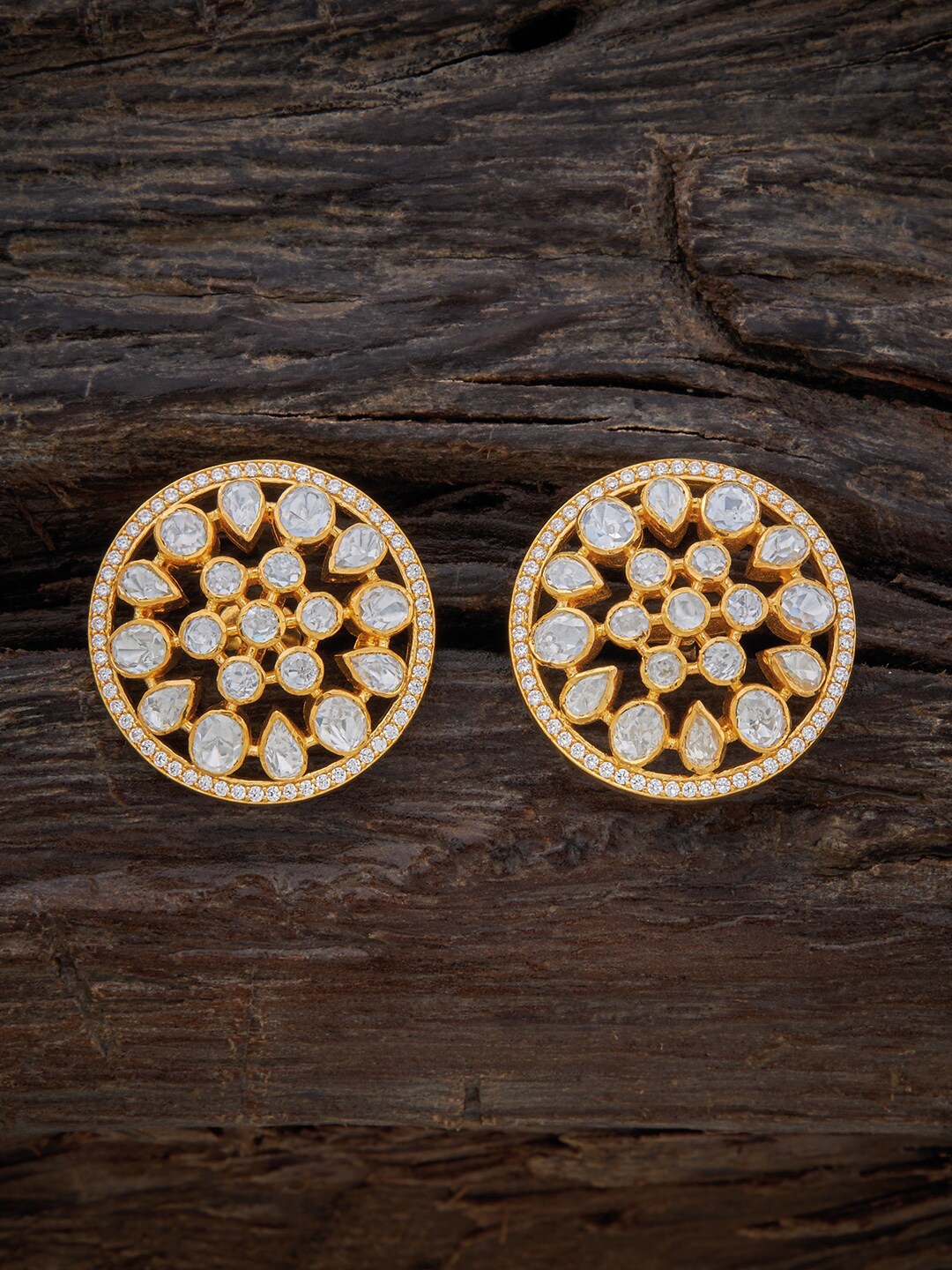 

Kushal's Fashion Jewellery Contemporary Kundan Studs Earrings, White