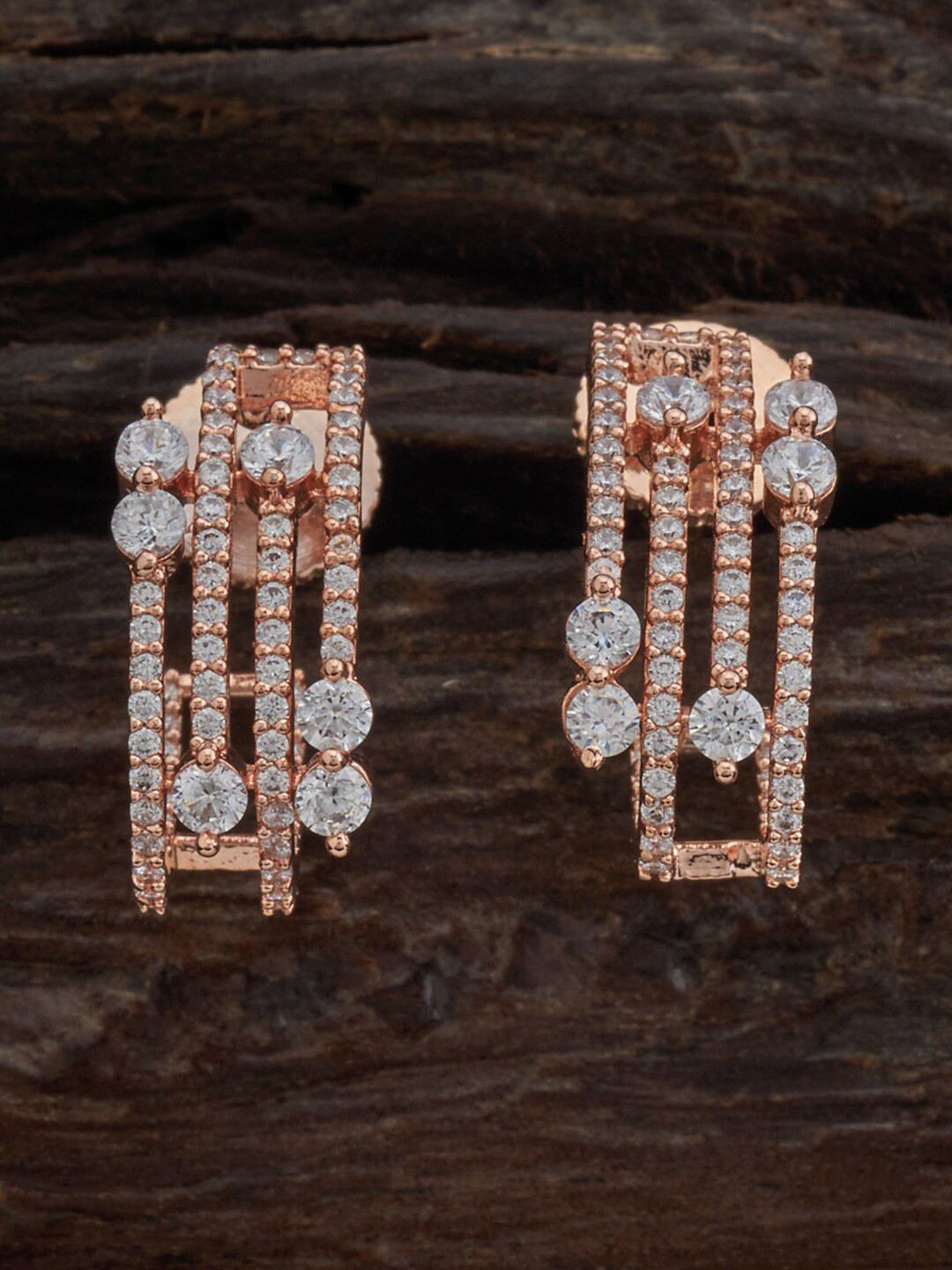

Kushal's Fashion Jewellery Rose-Gold Plated Contemporary Drop Earrings