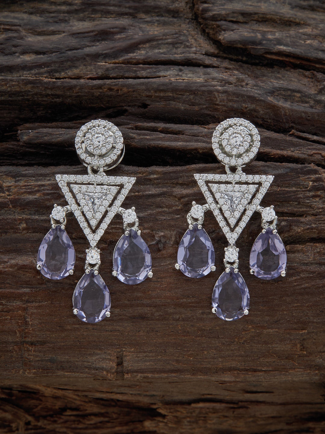 

Kushal's Fashion Jewellery Rhodium-Plated Contemporary Drop Earrings, Lavender
