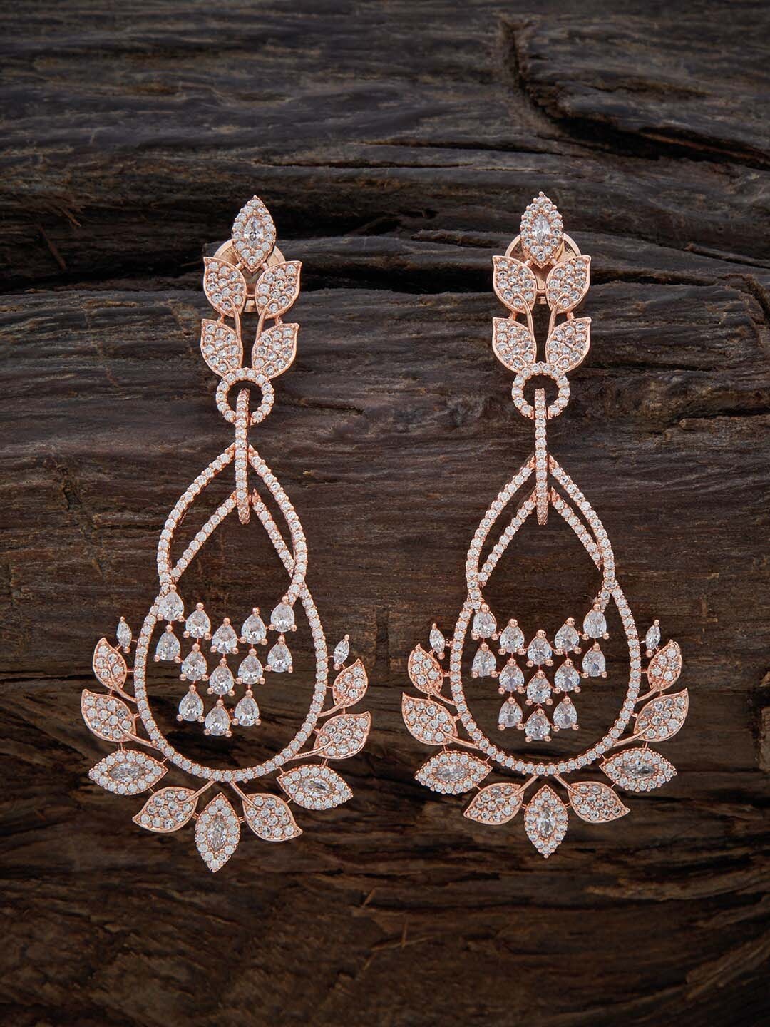 

Kushal's Fashion Jewellery Rose-Gold Plated Contemporary Drop Earrings