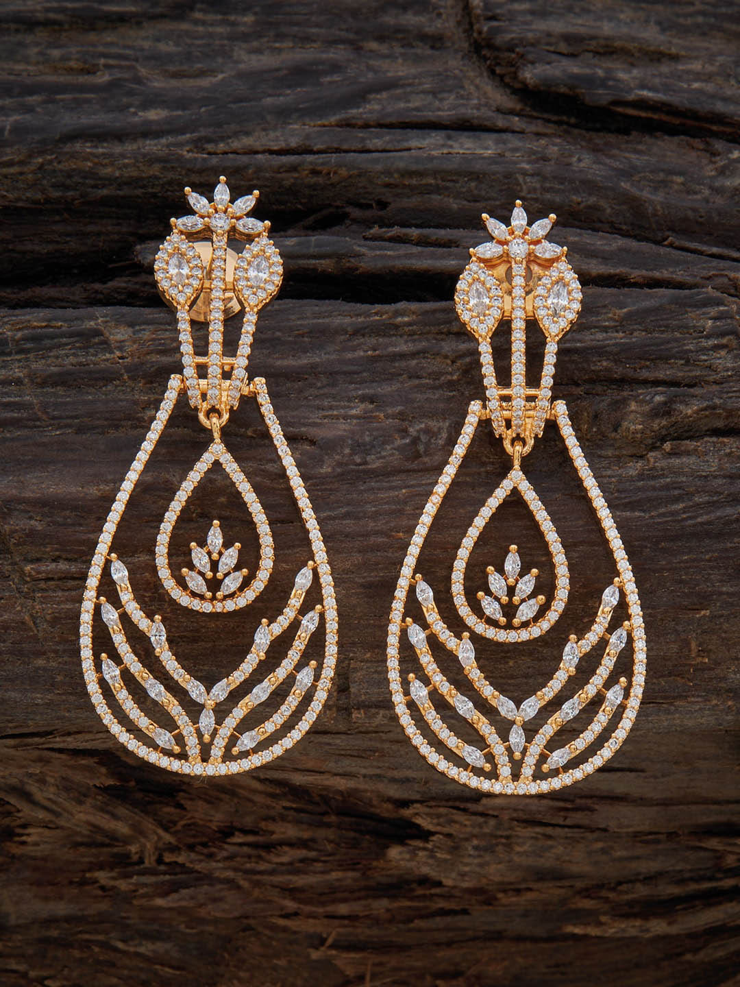 

Kushal's Fashion Jewellery Gold-Plated Contemporary Drop Earrings, White