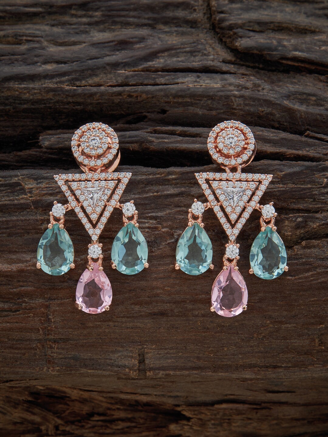

Kushal's Fashion Jewellery Rose Gold-Plated Contemporary Drop Earrings, Pink