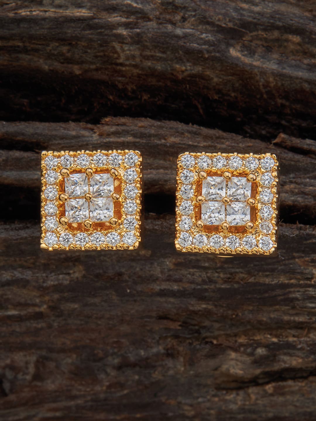 

Kushal's Fashion Jewellery Gold-Plated Square Shaped Contemporary Studs Earrings
