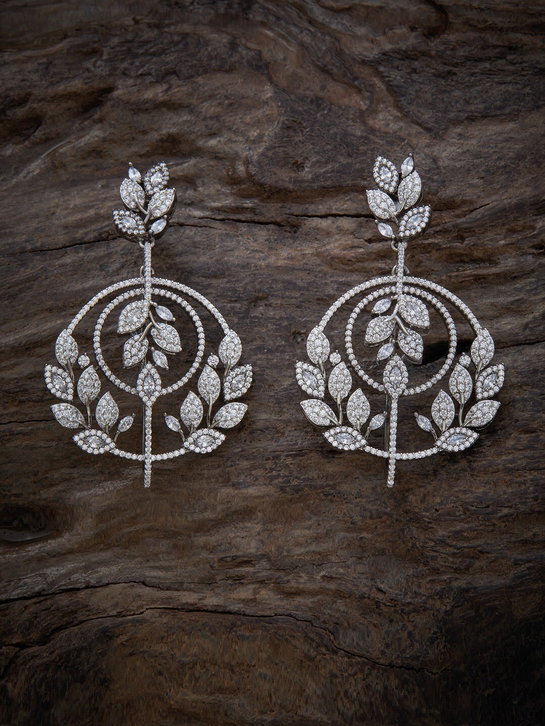 

Kushal's Fashion Jewellery Rhodium Plated Contemporary Drop Earrings, Silver