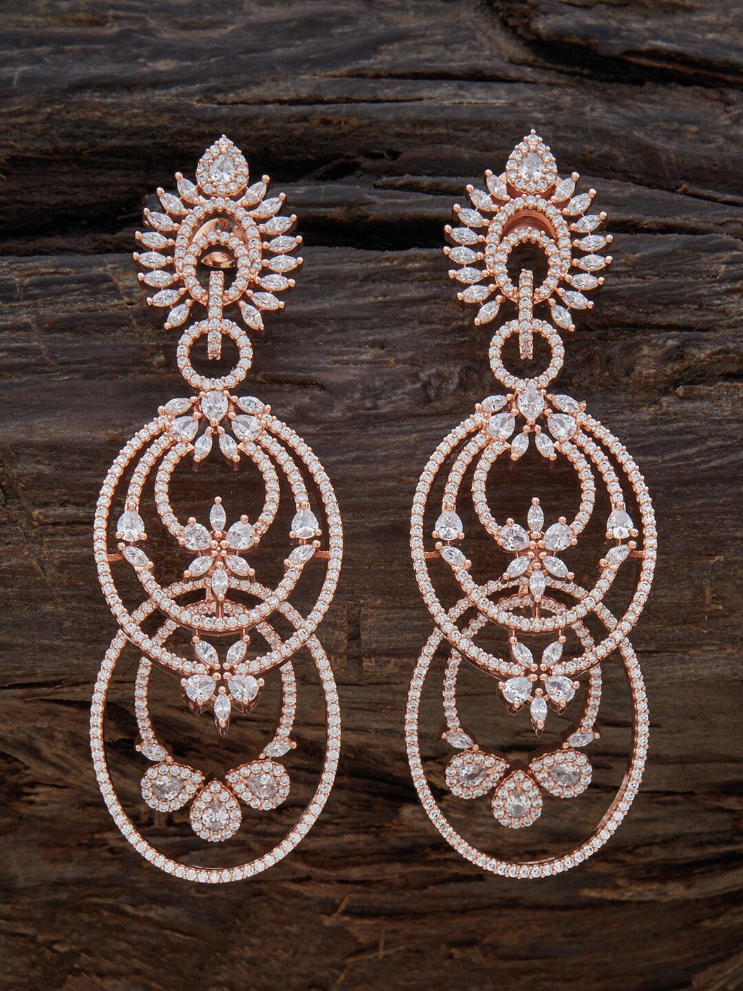 

Kushal's Fashion Jewellery Rose-Gold Plated Contemporary Drop Earrings