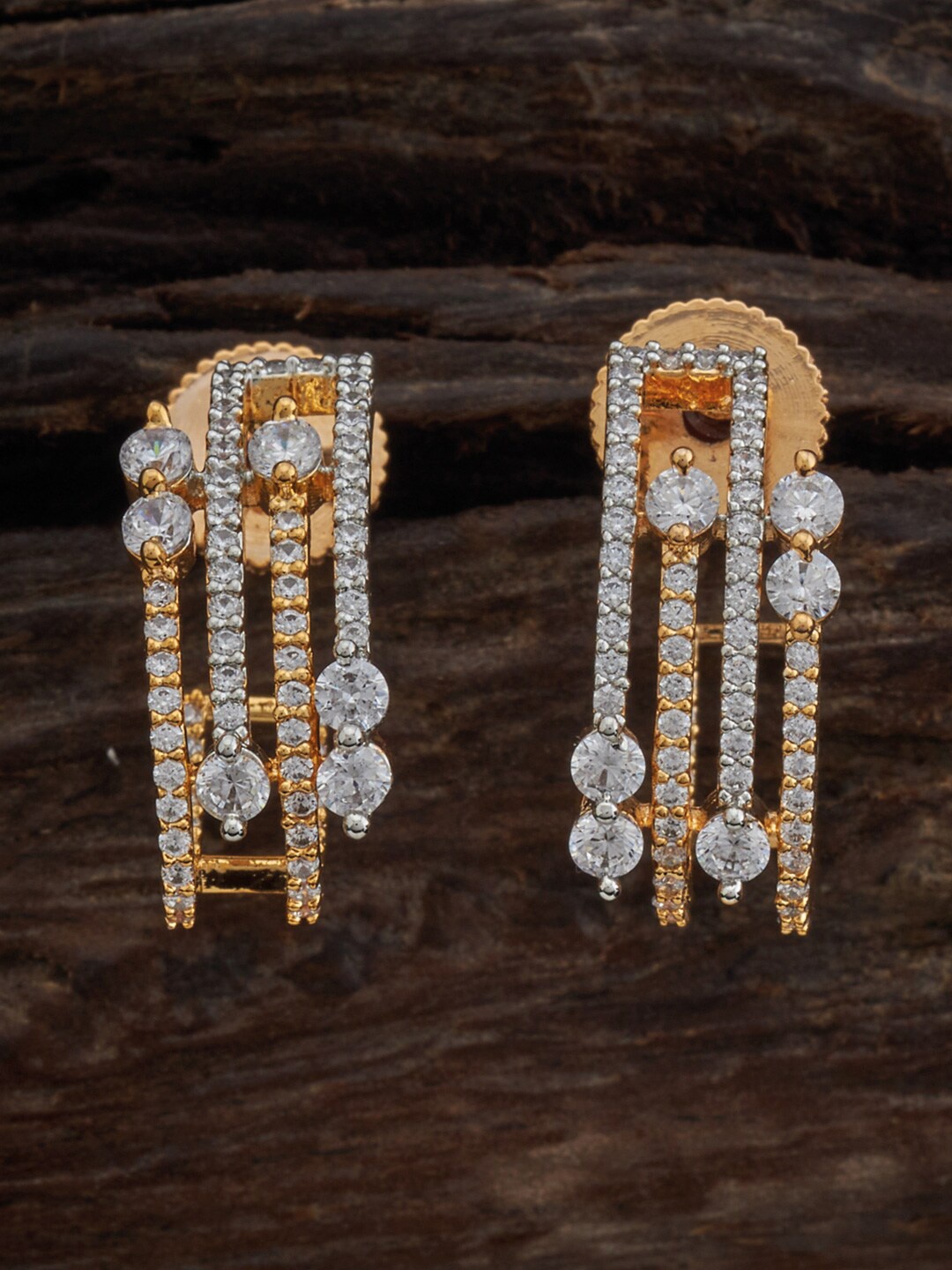 

Kushal's Fashion Jewellery Gold-Plated Contemporary Half Hoop Earrings