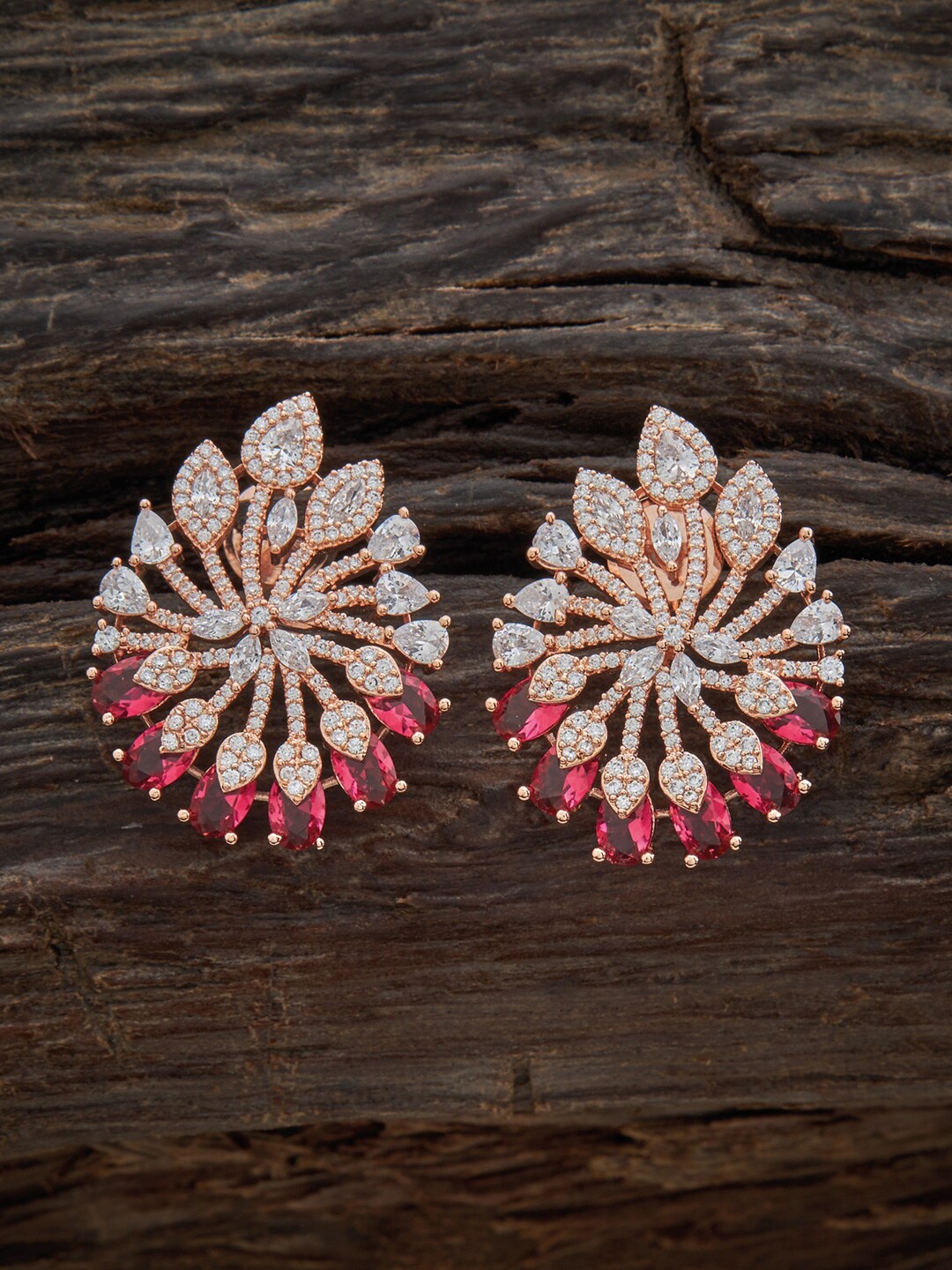 

Kushal's Fashion Jewellery Rose-Gold-Plated Floral Design Contemporary Studs Earrings