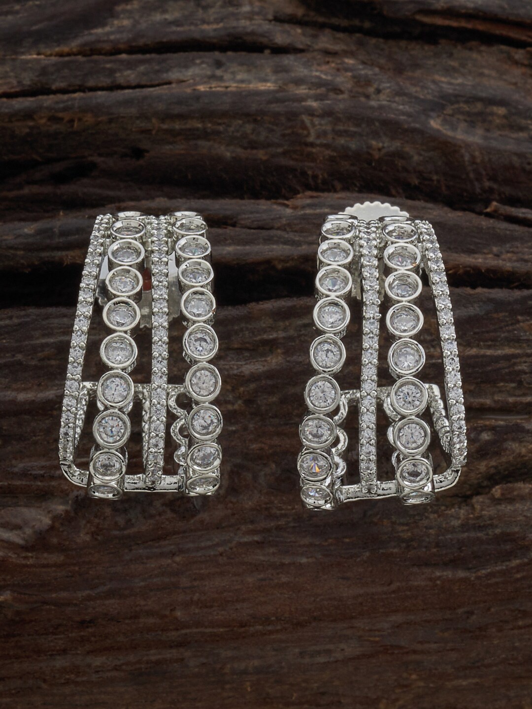 

Kushal's Fashion Jewellery Rhodium-Plated Contemporary Studs Earrings, Silver