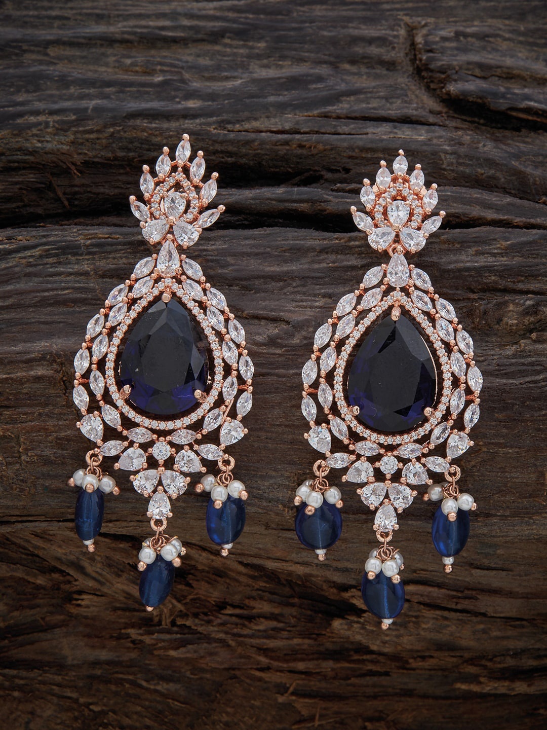 

Kushal's Fashion Jewellery Rose-Gold-Plate Teardrop Design Drop Earrings