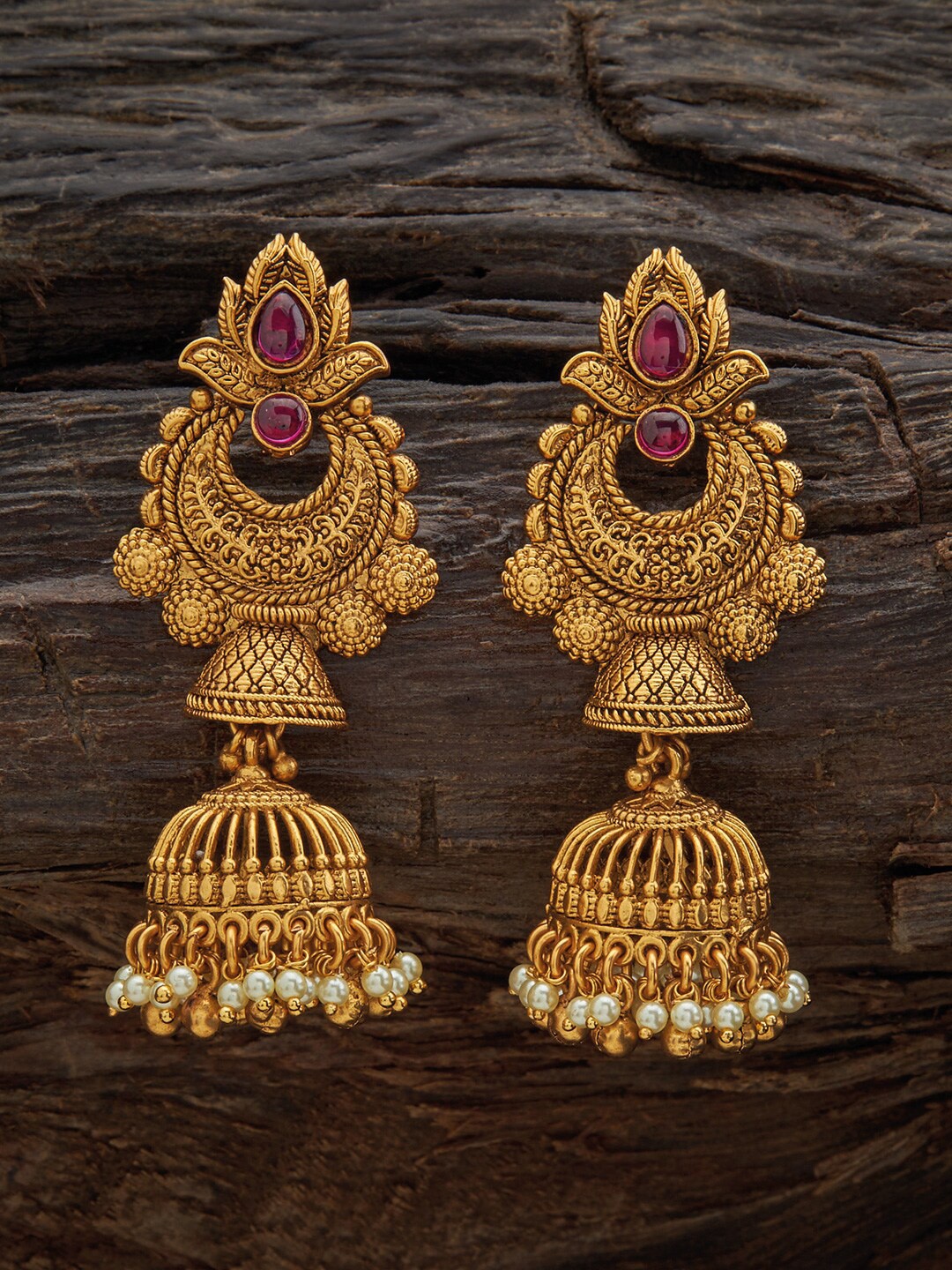 

Kushal's Fashion Jewellery Contemporary Jhumkas Earrings, Maroon