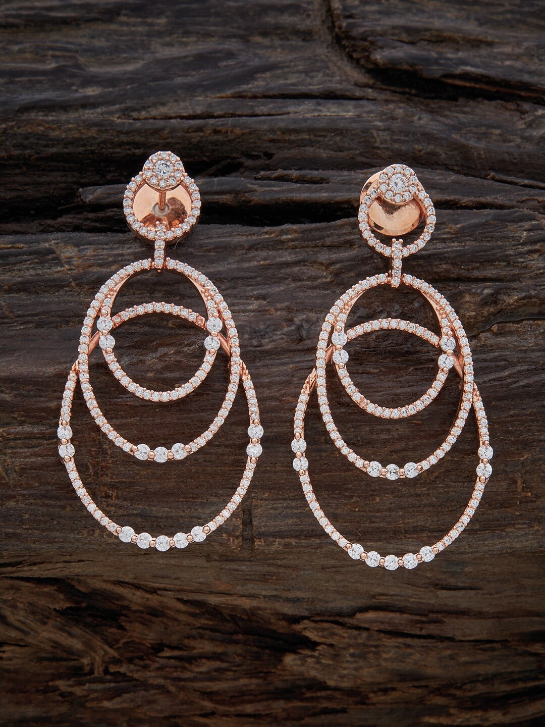 

Kushal's Fashion Jewellery Rose Gold-Plated Contemporary Drop Earrings, White