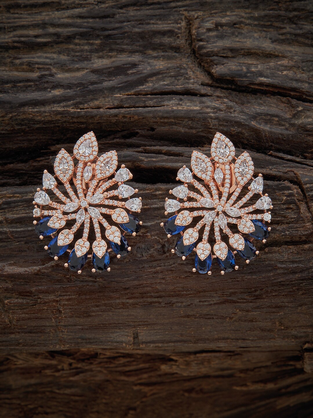 

Kushal's Fashion Jewellery Rose-Gold Plated Contemporary Drop Earrings, Blue