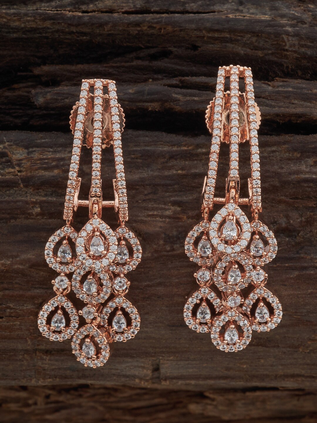 

Kushal's Fashion Jewellery Rose-Gold Plated Contemporary Drop Earrings, White