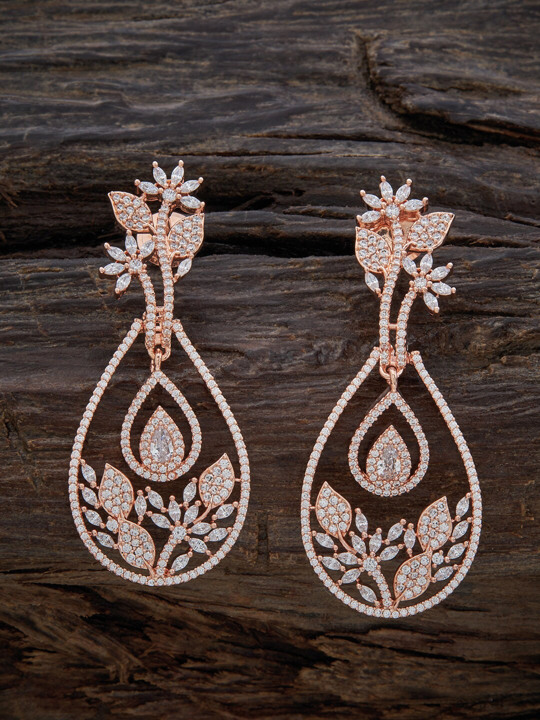 

Kushal's Fashion Jewellery Rose-Gold Plated Contemporary Drop Earrings, White