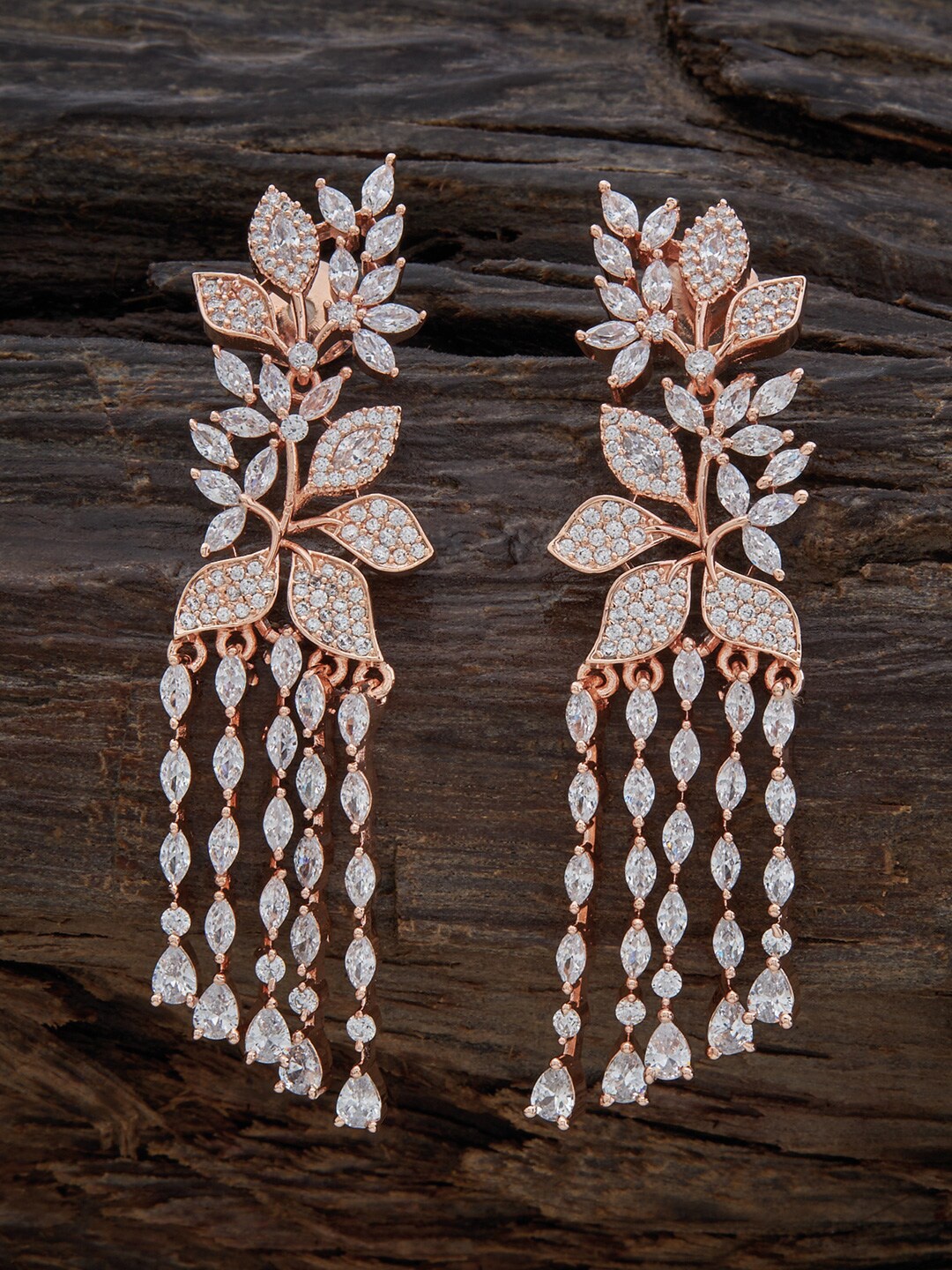 

Kushal's Fashion Jewellery Rose-Gold-Plated Teardrop Contemporary Drop Earrings