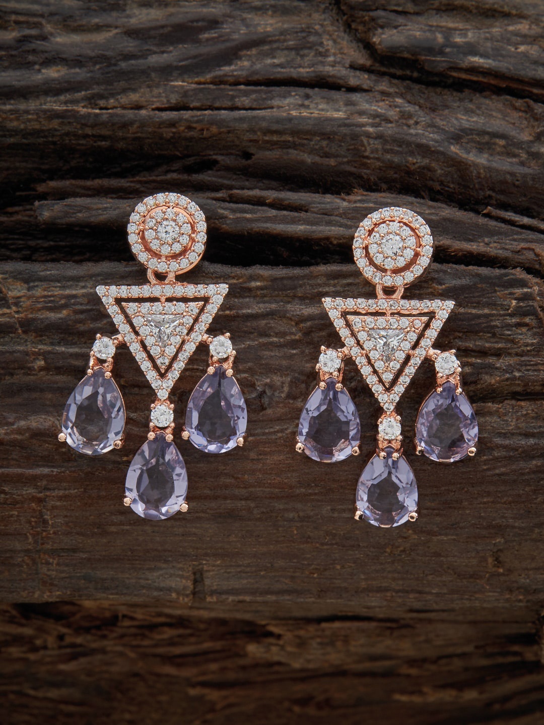 

Kushal's Fashion Jewellery Rose-Gold Plated Contemporary Drop Earrings, Lavender