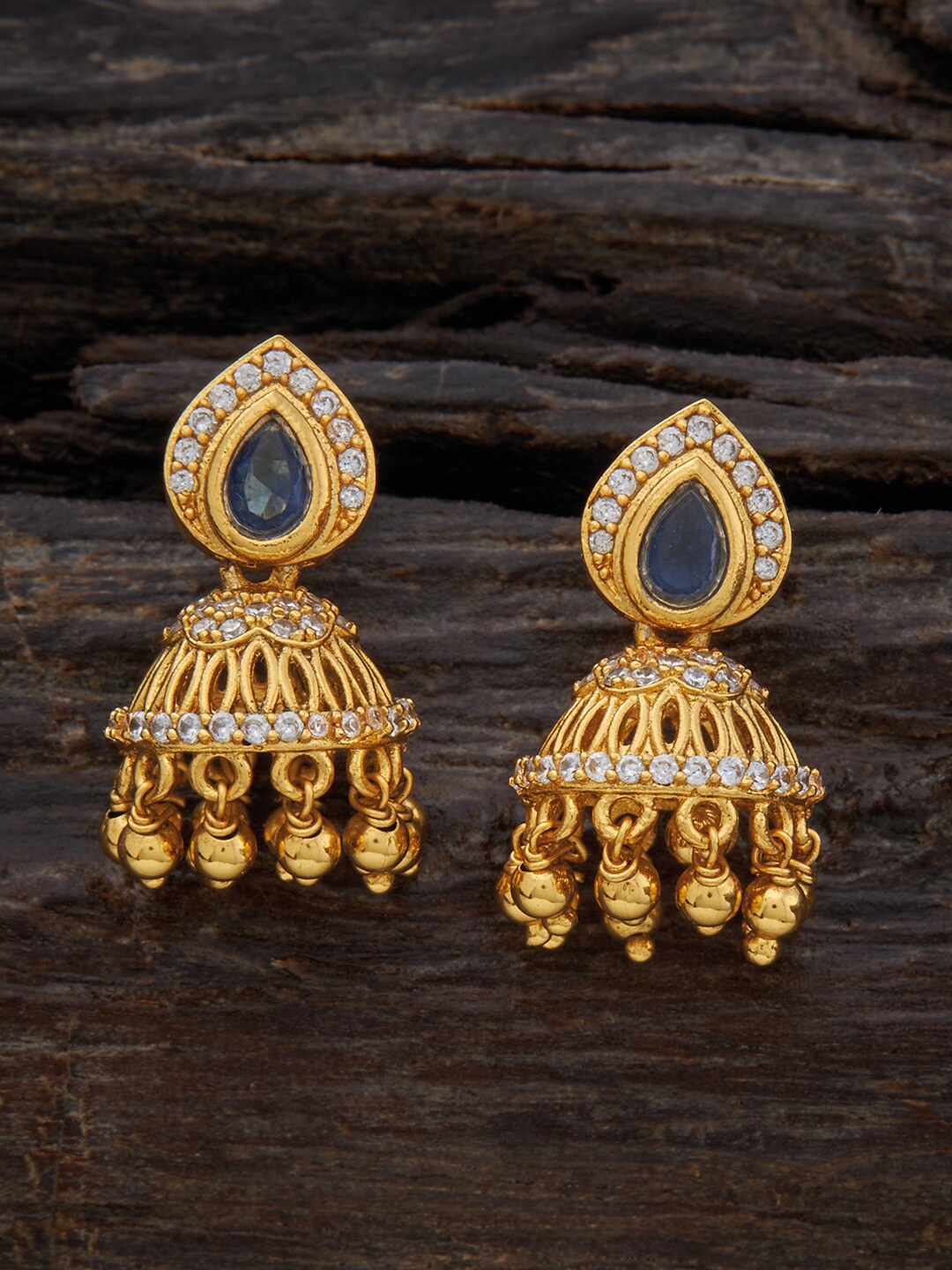 

Kushal's Fashion Jewellery Gold-Plated Contemporary Jhumkas, Blue