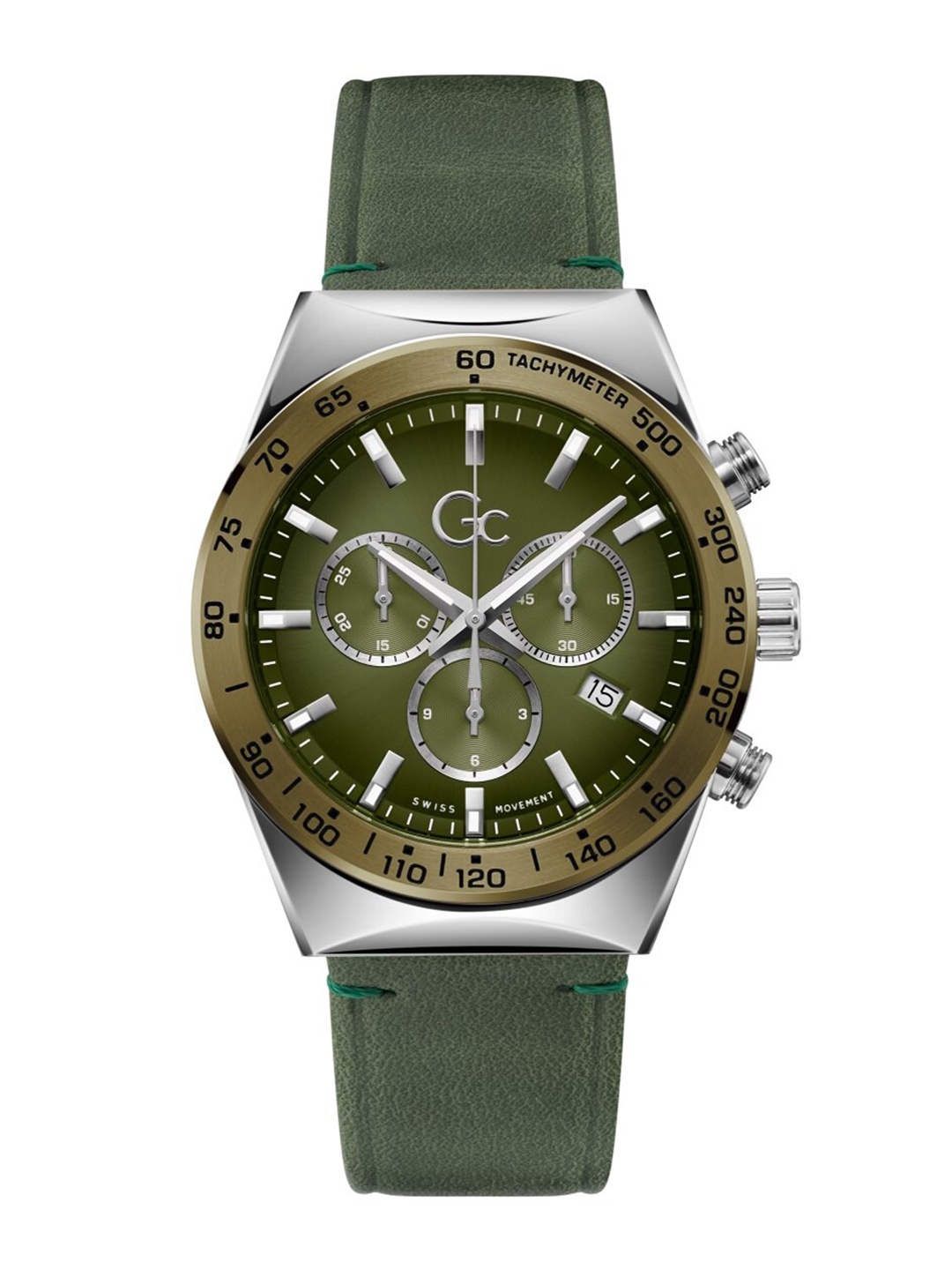 

GC Men Dial & Leather Straps Analogue Watch Z17004G9MF, Green