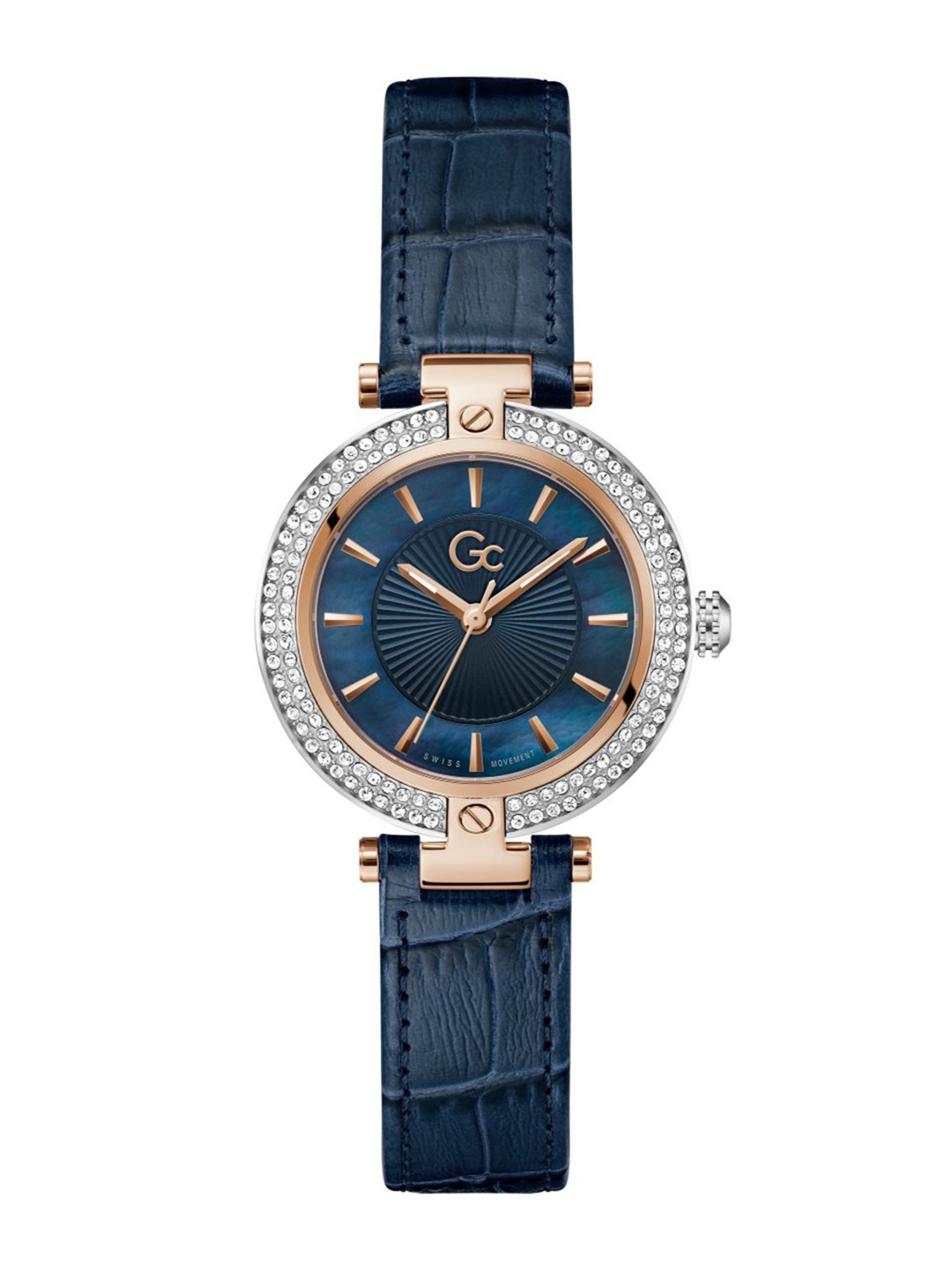 

GC Women Embellished Dial & Leather Textured Straps Analogue Watch- Z22003L7MF, Blue